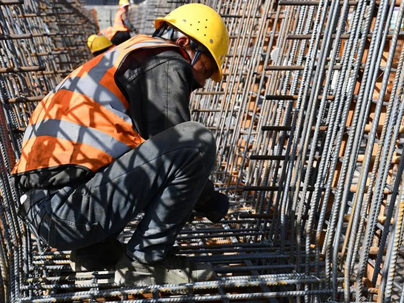 Worker Installing Bar Reinforcing Mesh On Construction Site SL82 RL1118