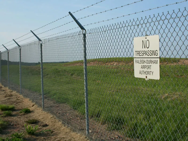 Chain Link Fence With 3 Rows Barbed Wire On Top