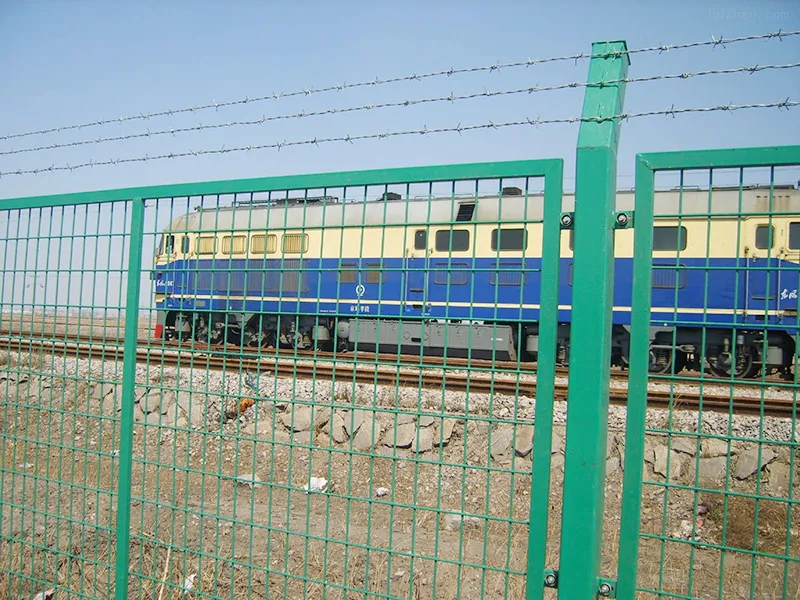 Railway Perimeter Fence With Barbed Wire Top