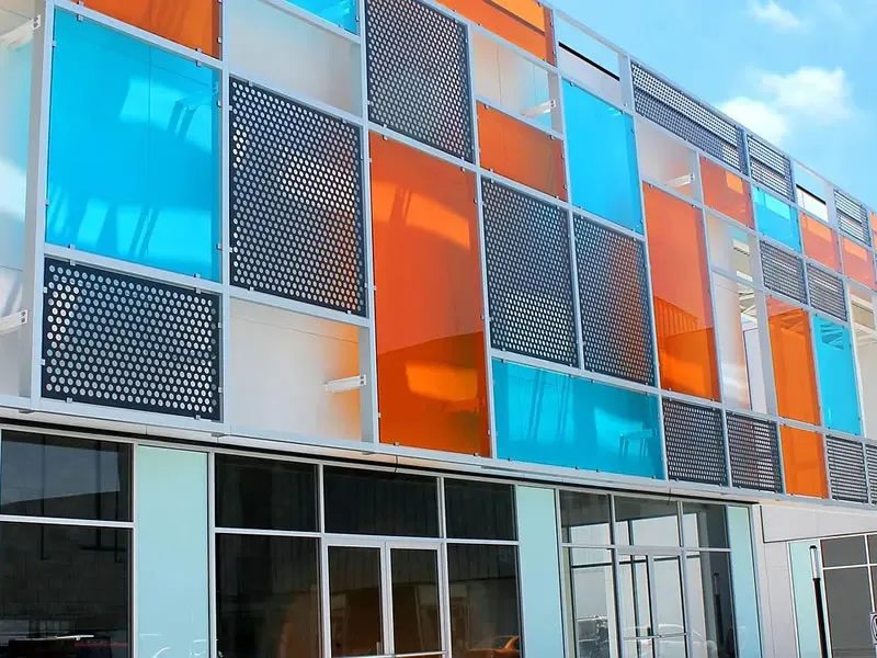 Decorative perforated metal building exterior