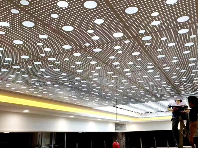 Perforated Decorative metal ceiling with gradient round holes