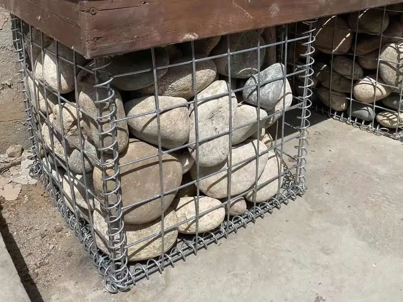 Welded Gabion Mesh Outdoor Bench Base, Stone Filled Galvanized Cage